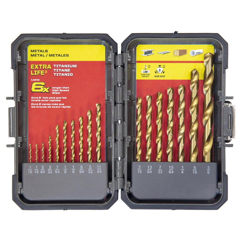 Titanium Nitride Coated High Speed Steel Drill Bit Set - Pieces in Set:17-Piece